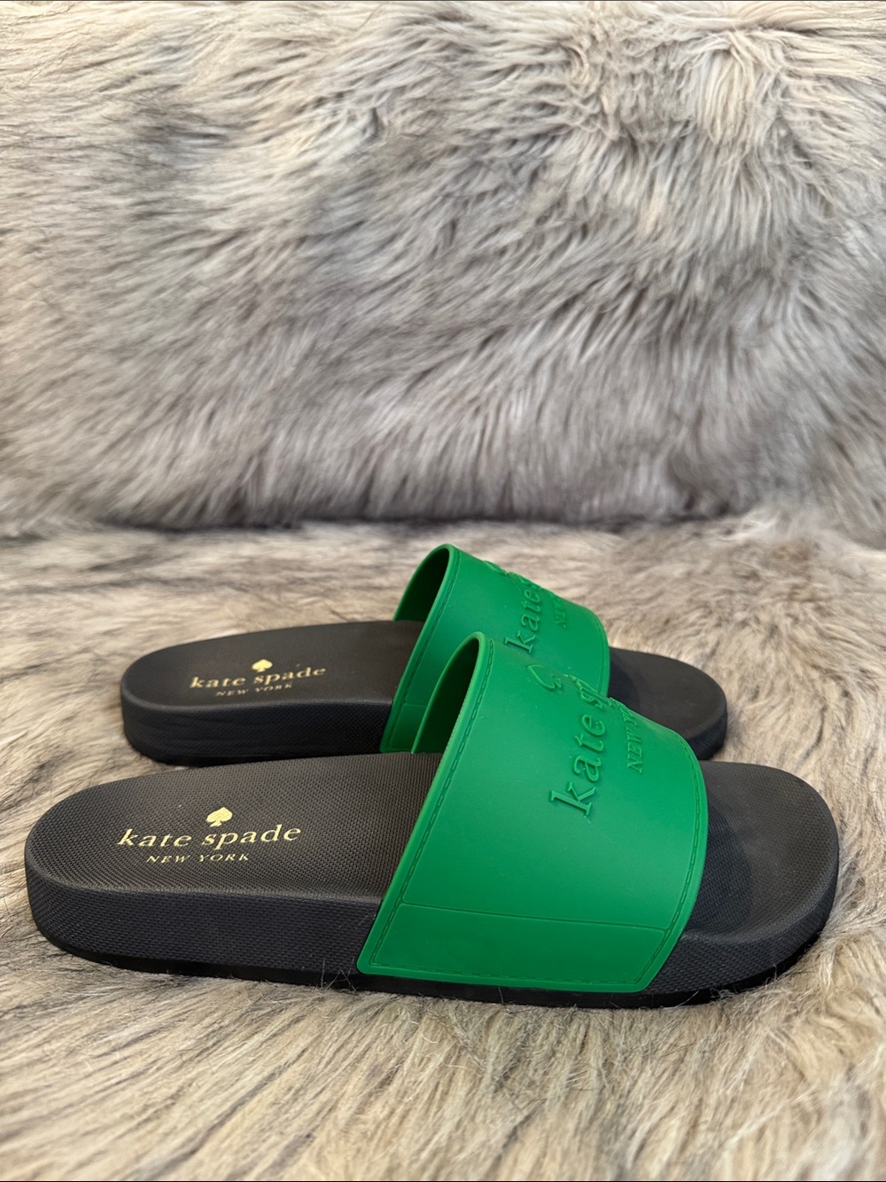 kate spade Sunny Green and Black Slide Sandals Size 8B